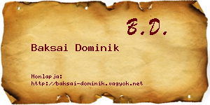 Baksai Dominik névjegykártya